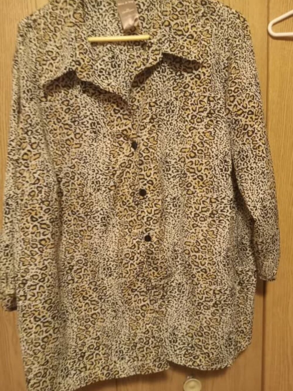 Blouse, White Stag, 4X (26W/28W), leopard print, 3/4 sleeve